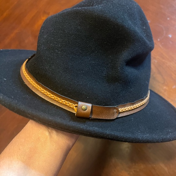 Black  Sima int size L Fedora Hat with Brown Band,,H4 - Picture 3 of 6